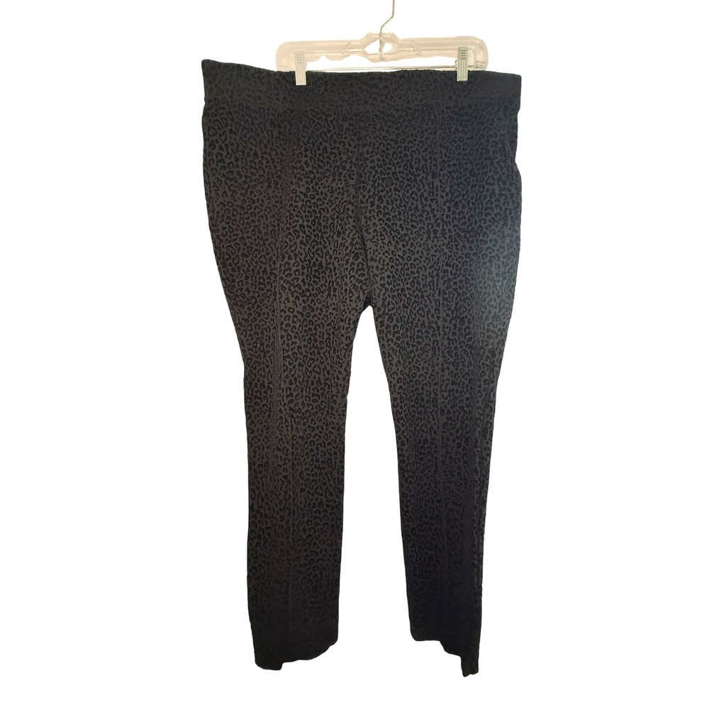 Old Navy Stevie Pants Womens XXL Black Flocked Leopard Stretch Ponte Pull On